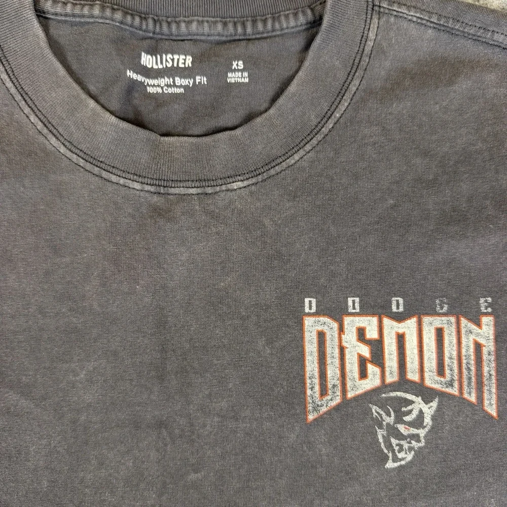 Hollister Dodge Demon T Shirt XS Gray Faded Wash Boxy Fit Muscle Car Graphic